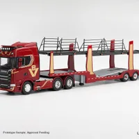 Scania 770S A6x4NA Car Transporter V8 50th anniversary + Car transporter Red